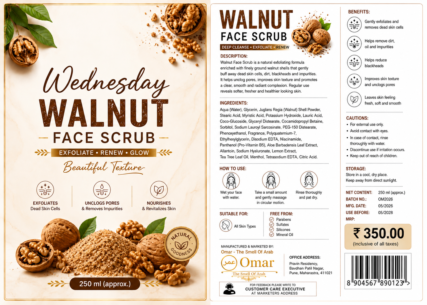 Wednesay Walnut Face and Body Scrub