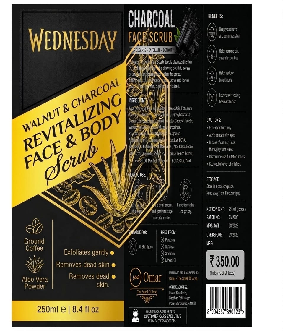 Wednesday Charcoal face and body scrub